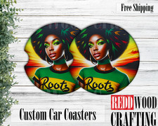 Roots, Beautiful Black Woman, African American Car Coasters, Cup Accessories