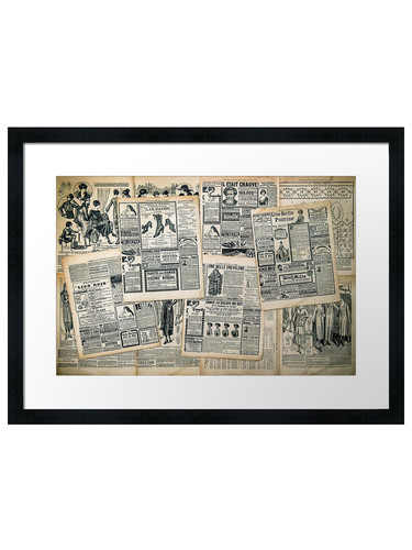 Old newspaper framed - newspaper, art