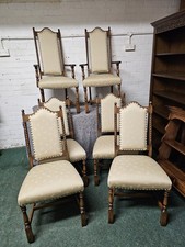 BEVAN & FUNNELL SOLID OAK SET OF 6 x UPHOLSTERED SEAT & BACK DINNING CHAIRS