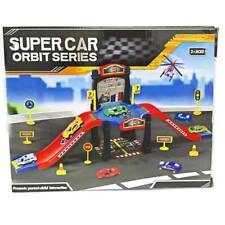 Super Car Orbit Series Parking Garage With 4 Vehicles & Ramps Playset Xmas Gift
