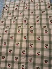 5 Park Design Cherries W/ Green And Cream Squares Placemats 100% Cotton Nice