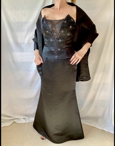 Black satin evening - evening, gown