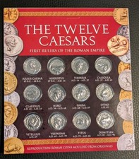 The Twelve Caesars Silver Colour Coin Collectable Gift Pack Roman Reproduction 