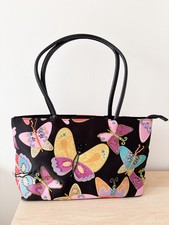 Vintage Bueno Beaded Embroidered Butterfly Colourful Handbag Faux Leather Y2K