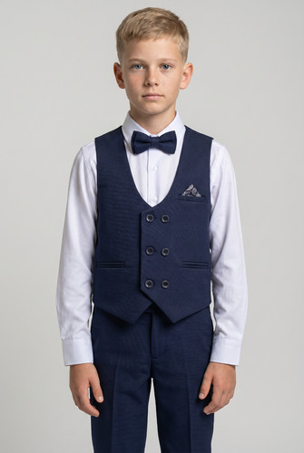 Boys navy textured waistcoat - navy,