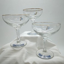 x 3 Vintage Retro Classic Babycham Stem Branded Glasses Party Event Collectors