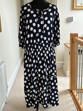 M&S Navy and white spot dress