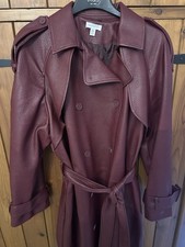 Topshop Burgundy Trench Coat Faux Leather