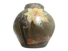 DAVID EELES JAPANESE RAKU STUDIO POTTERY DRAGONFLY FLOWER LUSTRE KINTSUGI VASE