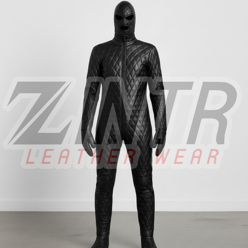 Quilted leather catsuit - quilted, –