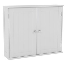 Bathroom Wall Cabinet Double Door Storage Cupboard Wooden White By Home Discount