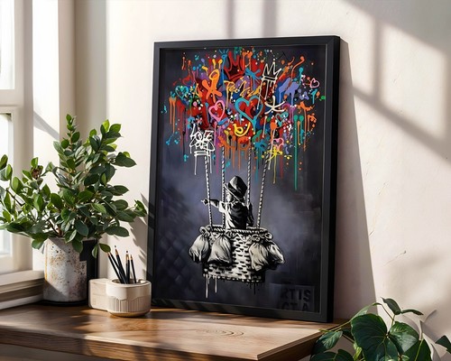 Banksy boy with balloon - balloon, art