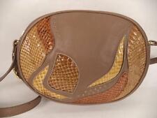 JANE SHILTON BROWN LEATHER AND SNAKESKIN SHOULDER BAG HANDBAG