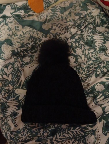 Black bobble hat women - black, women's