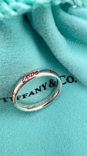 Tiffany Co. Paloma Picasso Red Enamel Love Band Ring Sterling Silver 925 Size 4
