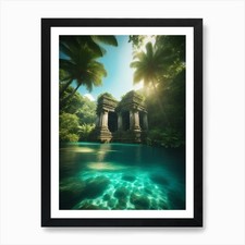 Thai Temple In The Jungle Art Print Framed Wall Art Poster Canvas Print Picture