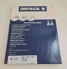 Impega Lyreco A4 Multi-Purpose White Labels 99.1 x 67.7 Box of 100 800pc 151.409
