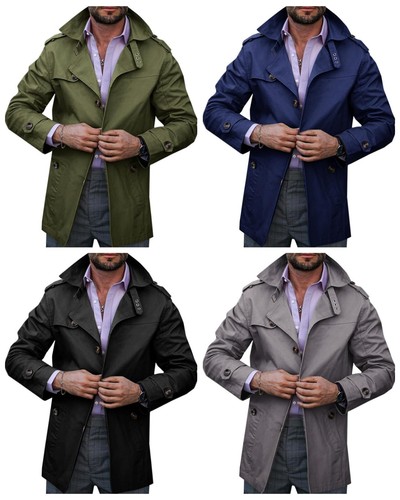 Men trench coat single - trench,