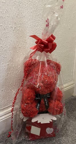 Rose bear red with bow - ,
