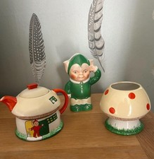 Shelley Porcelain Mabel Lucie Attwell Boo Boo Tea Set with Toadstool Sugar Bowl