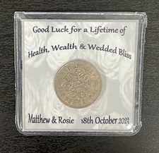 Lucky sixpence Wedding gift celebrate present good luck charm Personalised