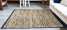 Luxurious Black & Golden Rug – 100% Natural Jute & Cotton – Handmade Farmhouse