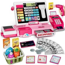 Cash Register Playset Kids Roleplay Money Cashier Real Calculator Toy Xmas Gifts