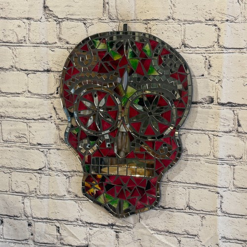 Red skull mosaic tile - skull,