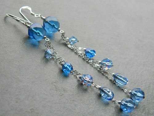 Vintage deco blue glass - &,