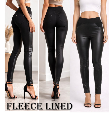 Ladies leather look - leather, trousers