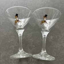 BABYCHAM COCKTAIL GLASSES x2 With Gold Deer. Rare Vintage