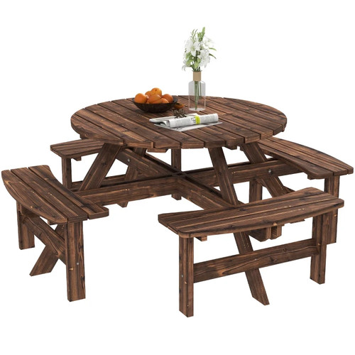 Wooden garden dining set - garden, 8