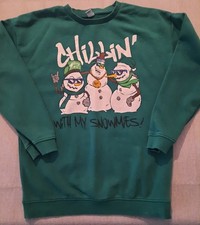 TU BOYS CHRISTMAS SWEAT SHIRT  SPARKLE SNOWMEN CHIILIN WITH MY SNOWMIES 13 YEARS