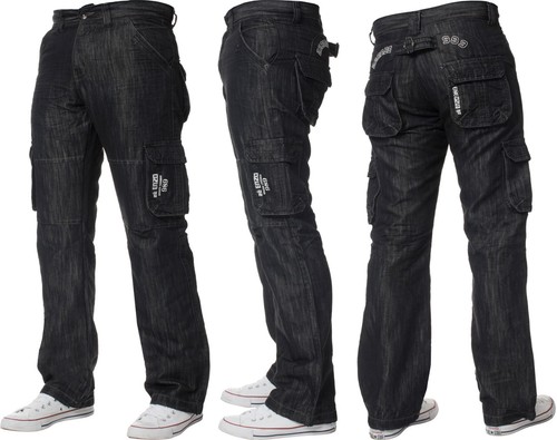 Enzo mens cargo combat jeans - enzo,