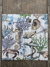 Seahorse Decorative Tile Nautical Decoupaged Gift Home Decor