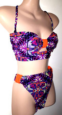 Bright multi pattern stretchy removable neck strap BIKINI Top 14 Bottoms 16