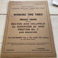 B.R.Working Timetable London Midland Central Division Freight 9/1956-6/1957