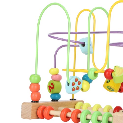 Wooden bead maze activity cube - wooden,