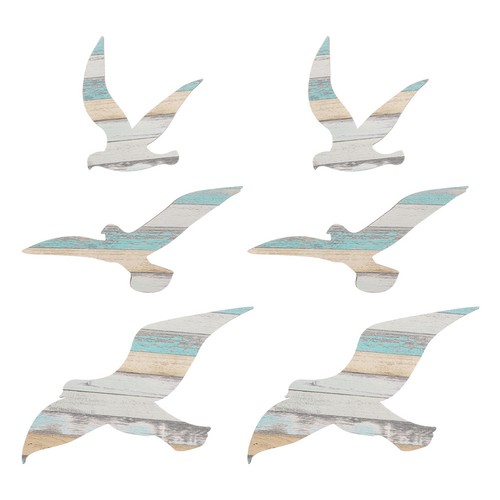 6pcs wooden seagull wall - wooden,