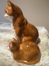 Pottery Pair Of Cat And Kitten