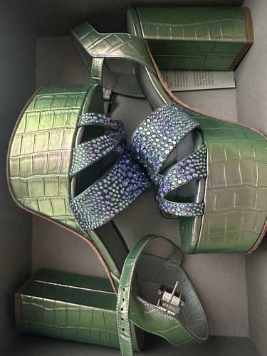 Gina green leather croc - green,