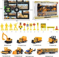 Joyfia Construction Vehicles Toy For Boys' Push And Go Mini Cars Set & Play Mat