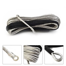 ATV UTV Quad Bike Synthetic Winch Line Cable Rope Tow Cord W/ Sheath Gray Parts