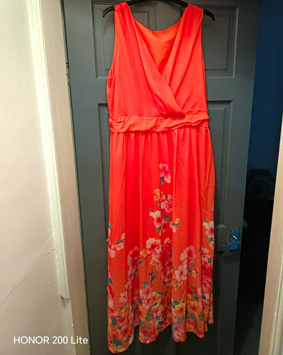 Orange floral maxi dress - floral,