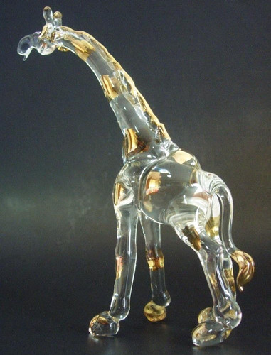 Large glass giraffe figurine - glass,