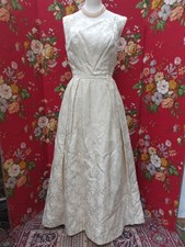Vintage 1960's 60's Cream Satin Wedding Debutante Ballgown Dress Size 8 - 10