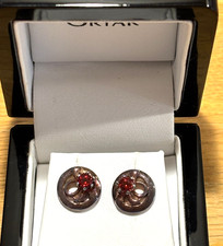 Ortak Stud 925 Silver Stamped Earrings with Ruby Type Stone