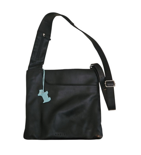 Radley black leather messenger - black,
