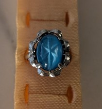 Vintage Sarah Coventry Blue Star Oval Ring 1970's Small Pre Loved Owned