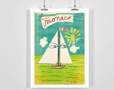 Monaco 1959 France Vintage Travel Poster by Jean Cocteau